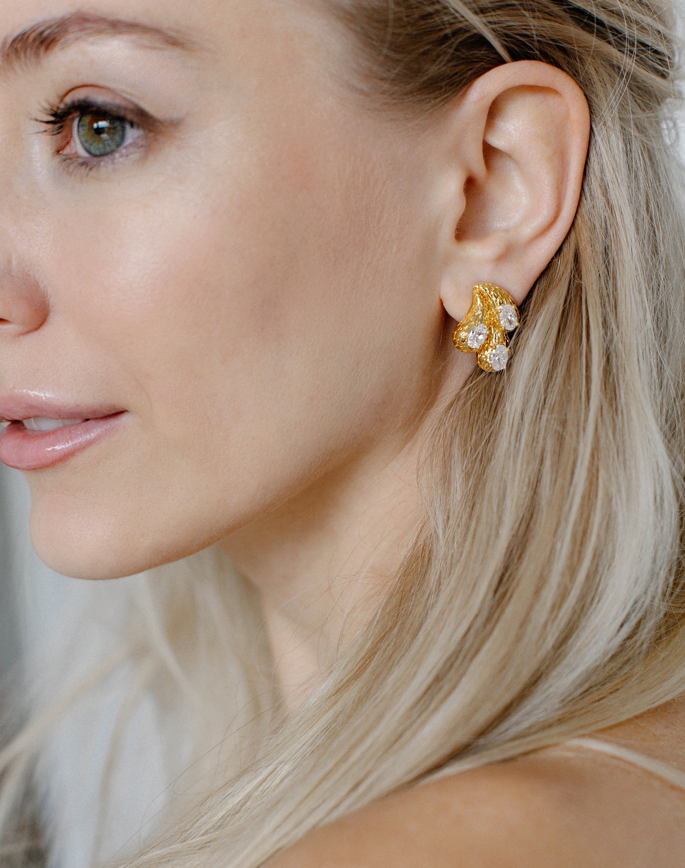 Gold Drop Crystal Stud Earrings Malta by Sarah Gauci