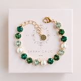 Elphaba Bracelet, Green Crystal Bracelet, Pearl Jewelry, Gold Plated Jewelry, Emerald inspired bracelet, wicked jewelry