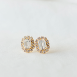 Cambridge Earrings, jewelry designed with Glamour, royalty and elegance in mind by Sarah Gauci in Malta. Crystal. 24K gold plated.