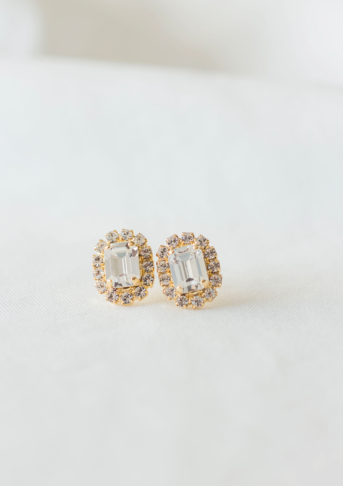 Cambridge Earrings, jewelry designed with Glamour, royalty and elegance in mind by Sarah Gauci in Malta. Crystal. 24K gold plated.