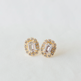 Cambridge Earrings, jewelry designed with Glamour, royalty and elegance in mind by Sarah Gauci in Malta. Crystal. 24K gold plated.