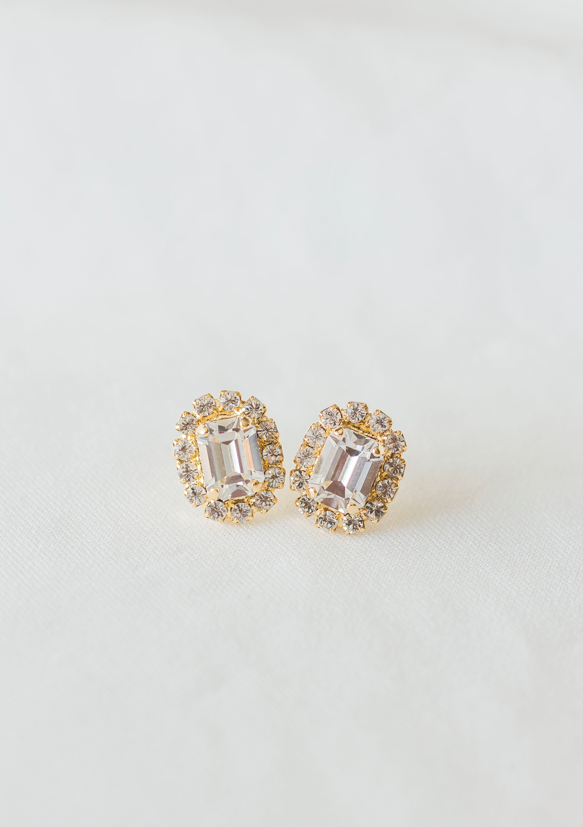 Cambridge Earrings, jewelry designed with Glamour, royalty and elegance in mind by Sarah Gauci in Malta. Crystal. 24K gold plated.
