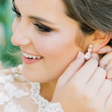 Brianna earrings perfect for the big day or everyday, jewelry designed and made by Sarah Gauci in Malta. 24K gold plated or silver plated.