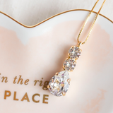 Brianna necklace in crystal, jewelry designed and made by Sarah Gauci in Malta. 925 Sterling Silver base Chain, 16K Gold, Rose Gold or Silver Plated.