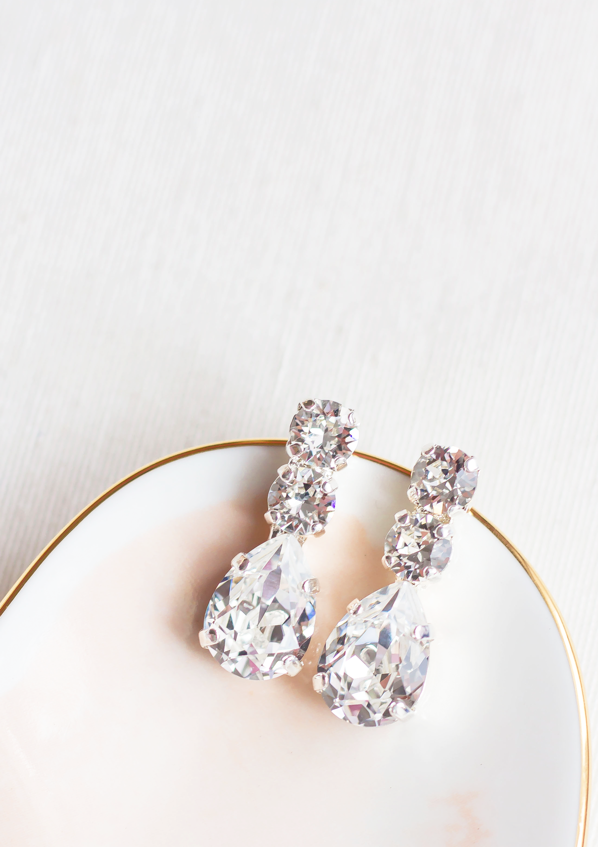 Brianna earrings perfect for the big day or everyday, jewelry designed and made by Sarah Gauci in Malta. 24K gold plated or silver plated.