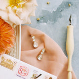 Brianna earrings perfect for the big day or everyday, jewelry designed and made by Sarah Gauci in Malta. 24K gold plated or silver plated.