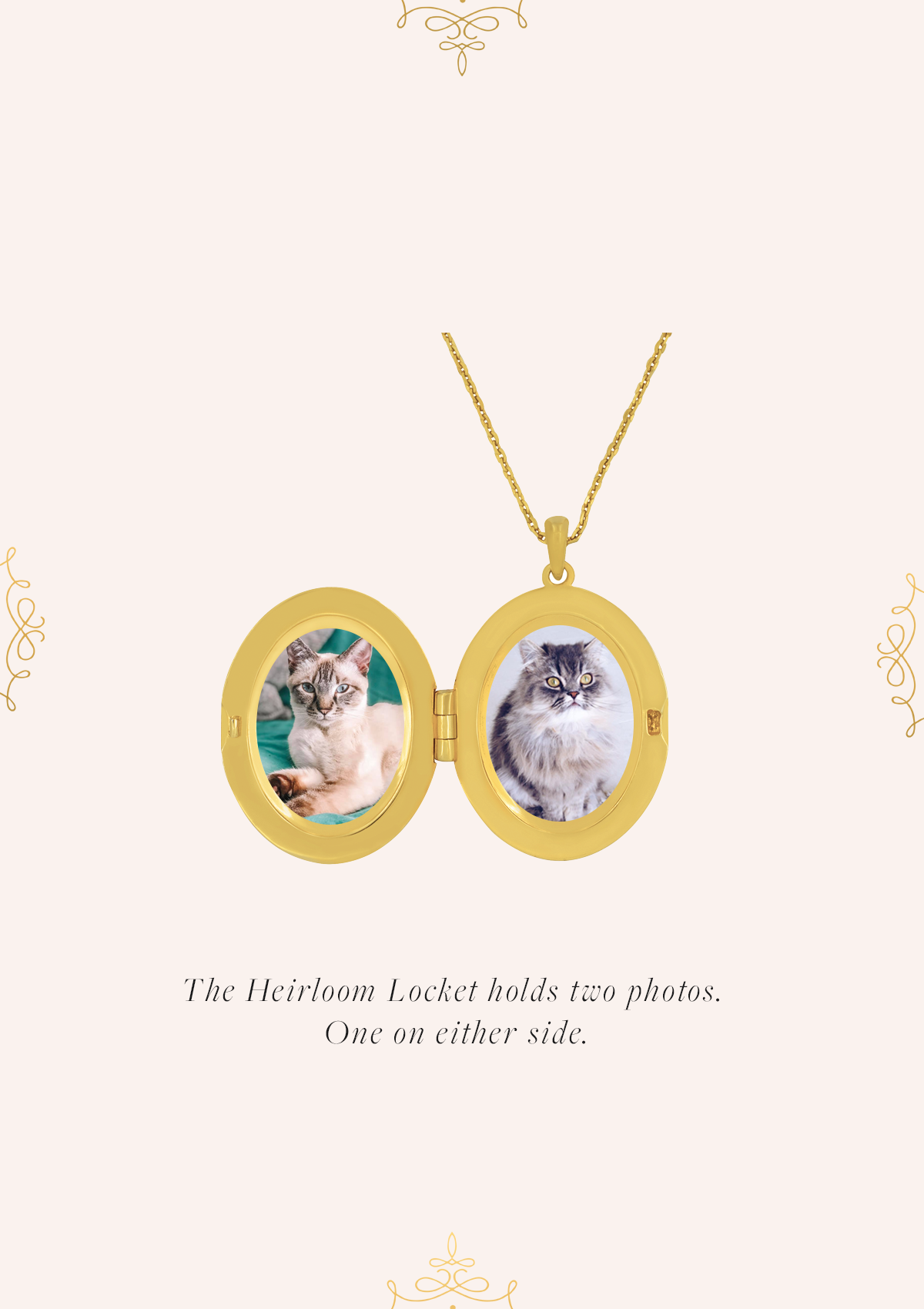 Heirloom Locket Sarah Gauci, Pink Gold Locket, Gold Locket Necklace