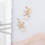 Kendra Earrings, jewelry designed and made by Sarah Gauci in Malta. 3.4" length. 16K gold plated or silver plated.