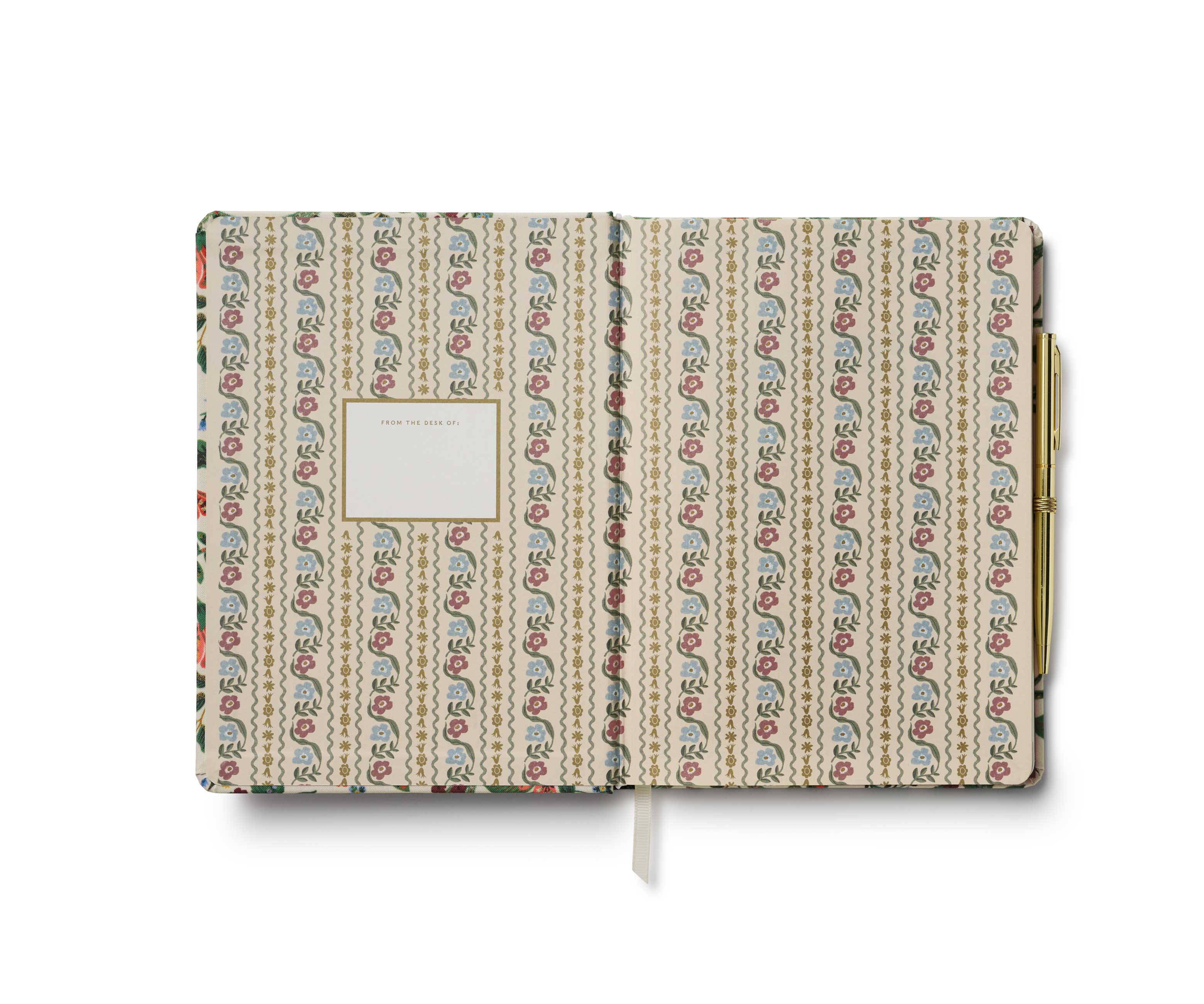 Patterned notebook with a gold clip on a white background Stationery Malta