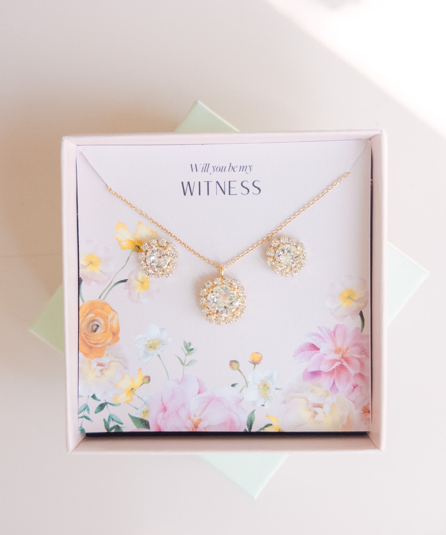 Bridesmaid Jewelry set gold plated earrings and pendant necklace for bridal proposal gift malta