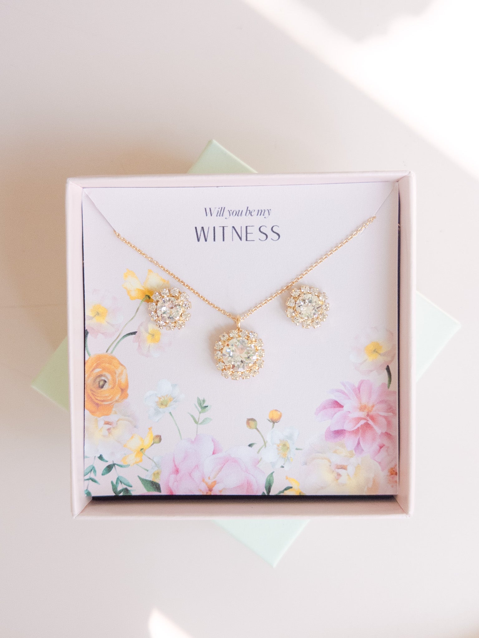 Bridesmaid Jewelry set gold plated earrings and pendant necklace for bridal proposal gift malta
