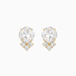 Pair of gold and clear crystal stud earrings by Sarah Gauci