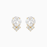 Pair of gold and clear crystal stud earrings by Sarah Gauci