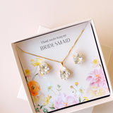 Jewelry set with 'Thank you for being my Bridesmaid' card in a decorative box.