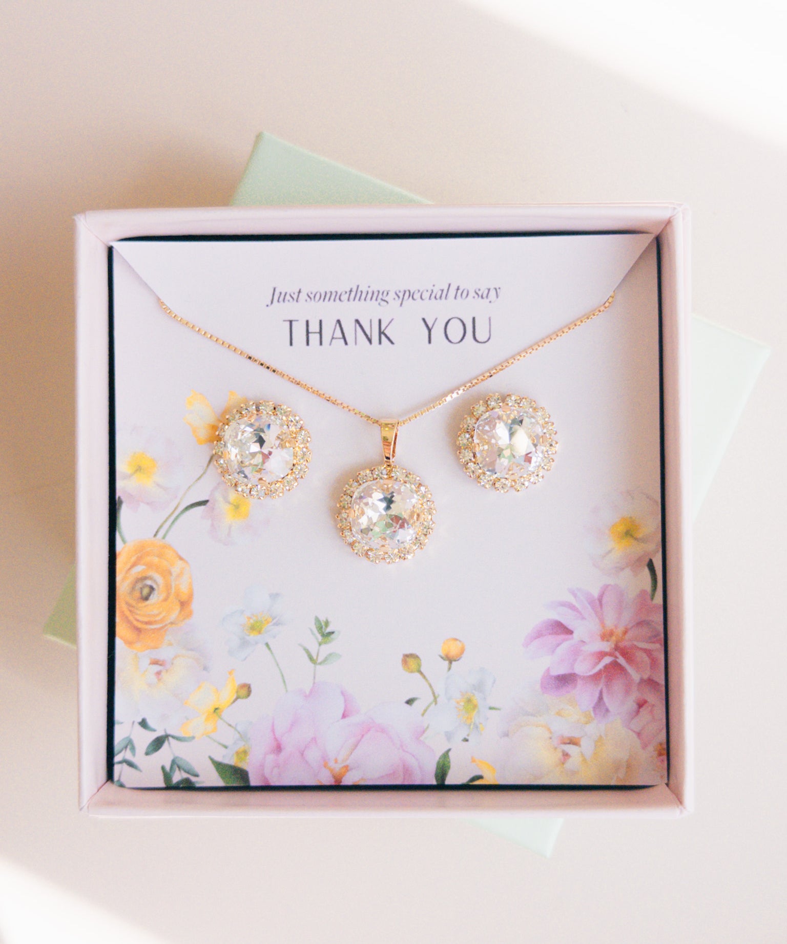 Bridesmaid Jewelry Bridesmaid Earrings Jewelry Set Gold Plated Jewelry Stud Earrings and Necklace