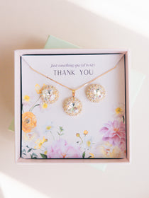 Bridesmaid Jewelry Bridesmaid Earrings Jewelry Set Gold Plated Jewelry Stud Earrings and Necklace