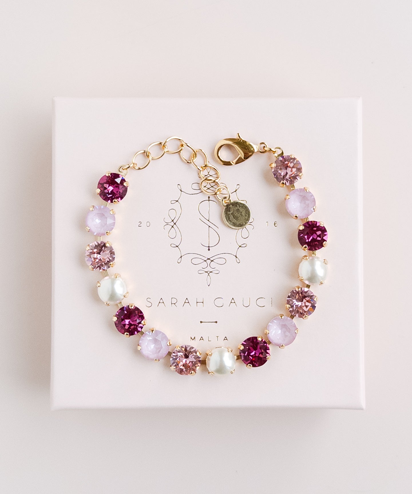 Glinda Bracelet Pink Crystal Bracelet Pearl Bracelet Jewelry Malta Wicked Jewelry Gift for her