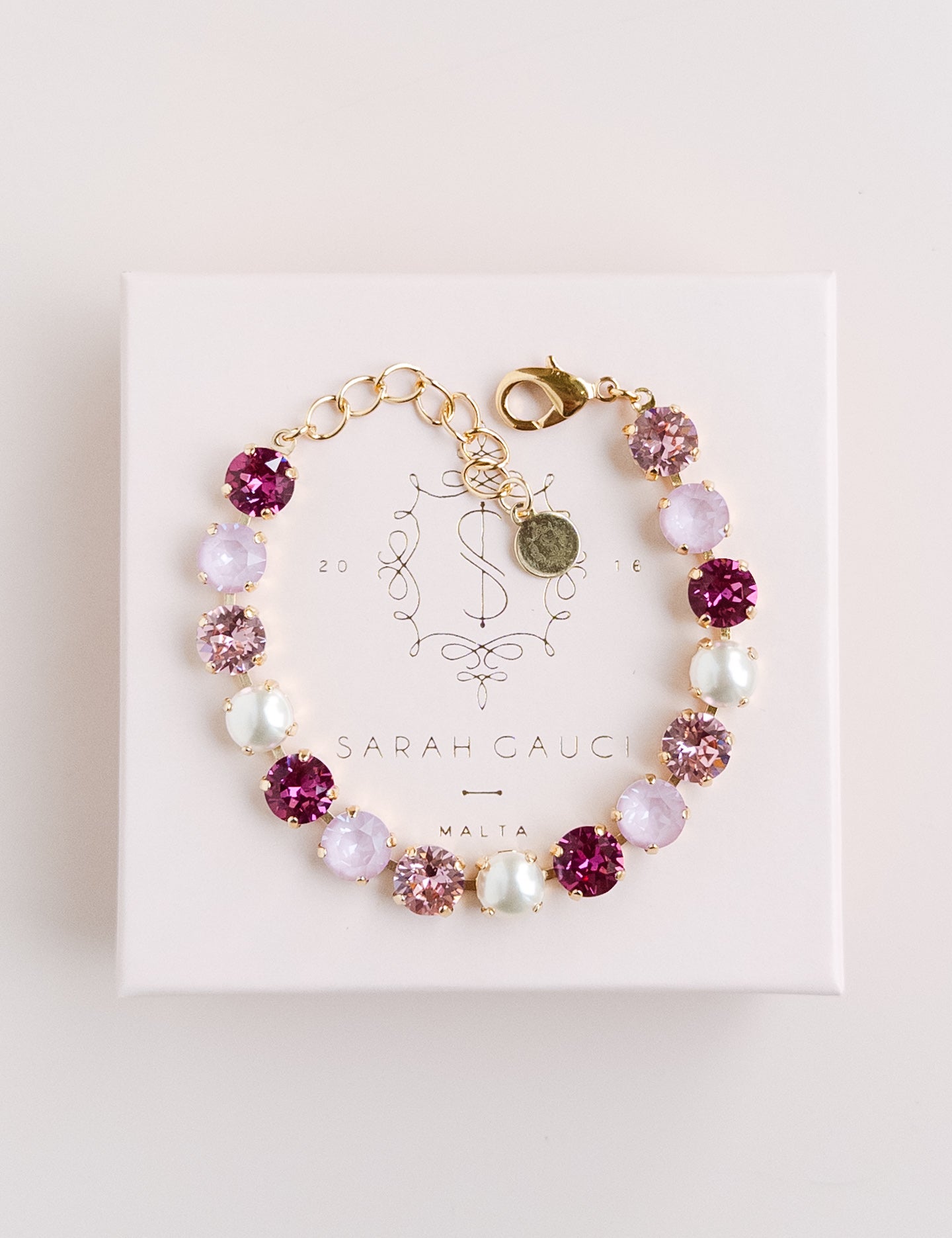 Glinda Bracelet Pink Crystal Bracelet Pearl Bracelet Jewelry Malta Wicked Jewelry Gift for her