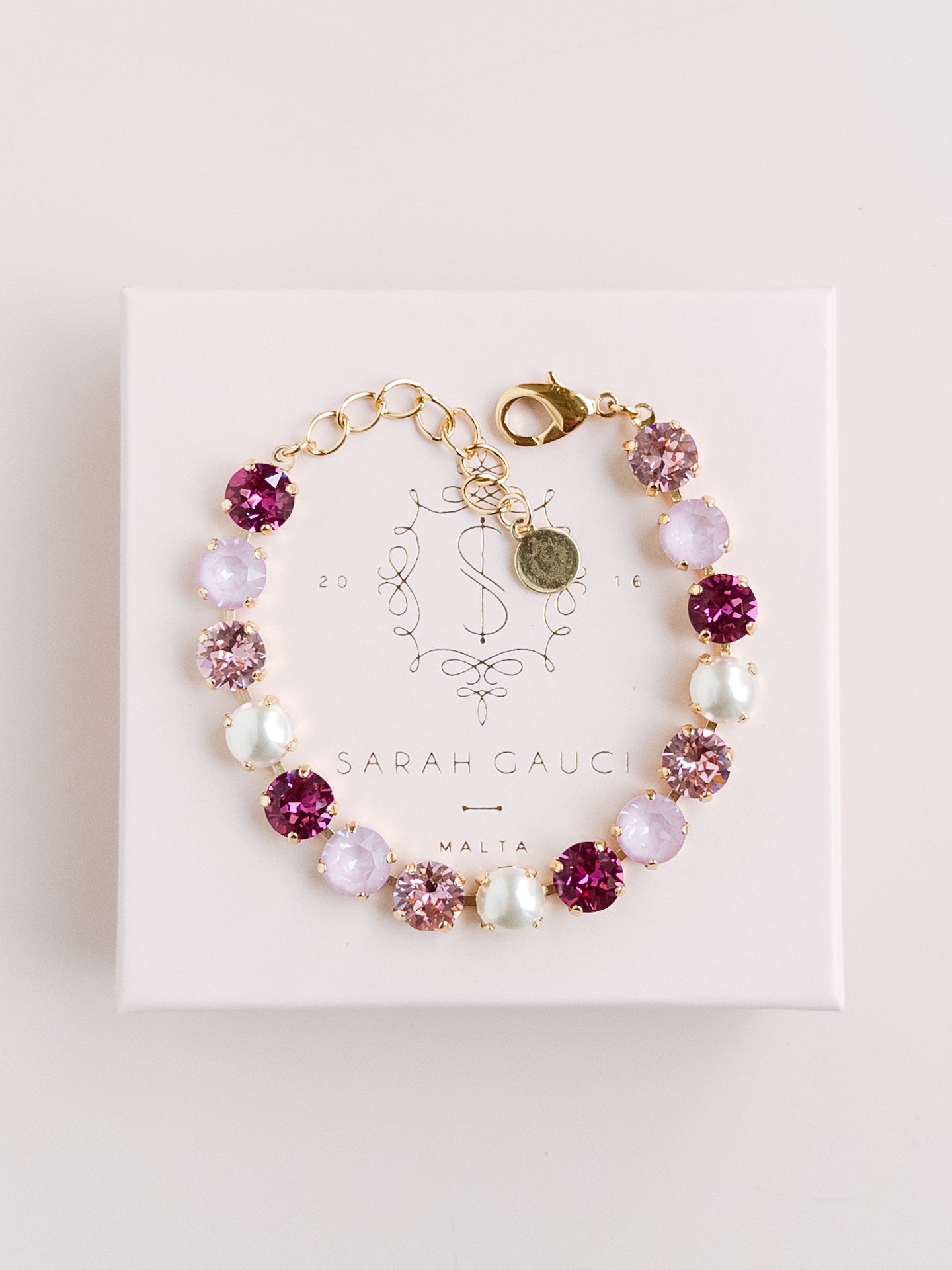 Glinda Bracelet Pink Crystal Bracelet Pearl Bracelet Jewelry Malta Wicked Jewelry Gift for her