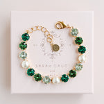 Jewelry Malta, Pearl Bracelet, Green Crystal Bracelet, Pearl Jewelry, Gold Plated Jewelry, Emerald inspired bracelet, wicked jewelry, Emerald Bracelet