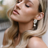 Pearl Drop Statement Crystal Earrings for Weddings Bride to Be Jewellery Sarah Gauci