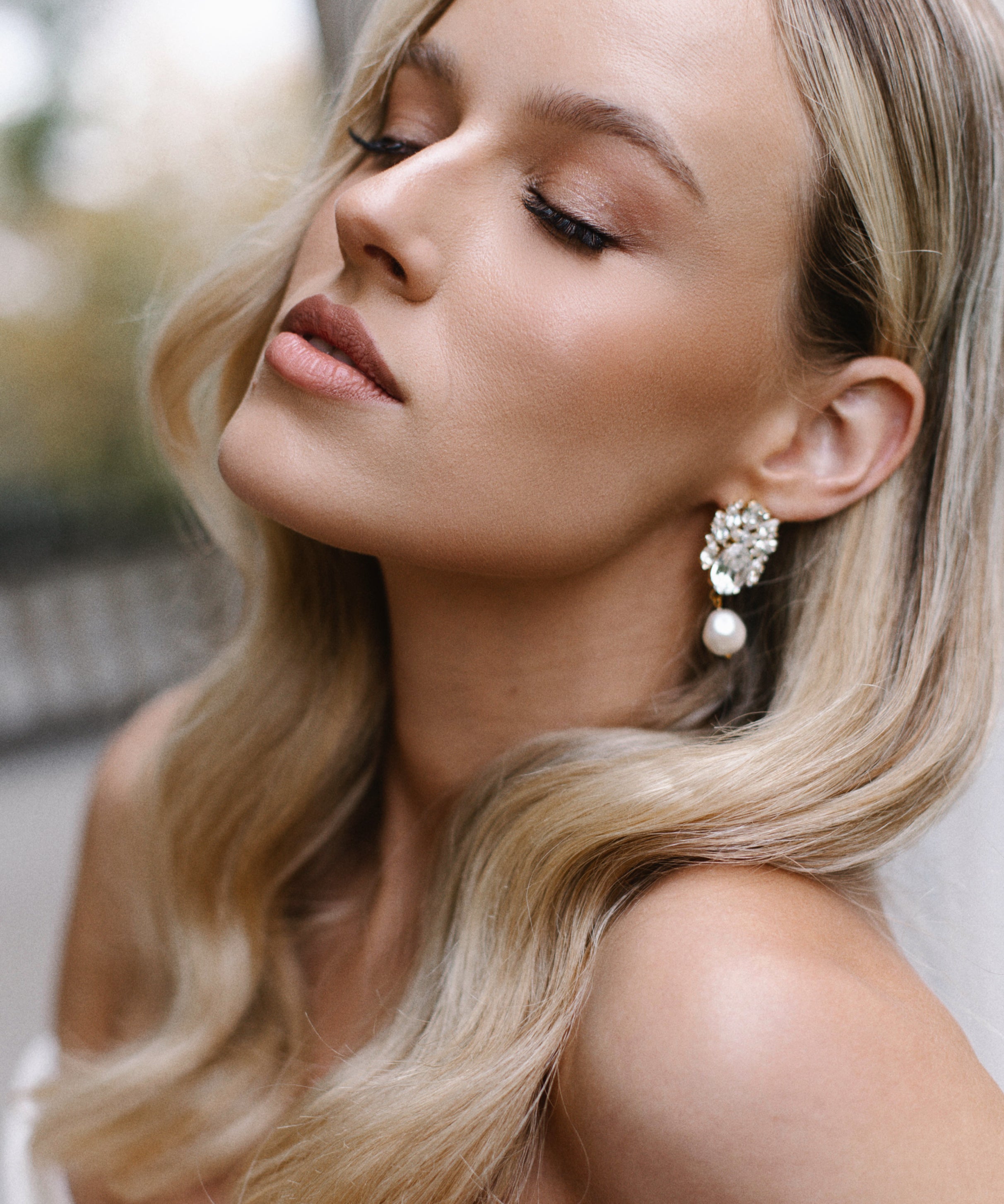 Pearl Drop Statement Crystal Earrings for Weddings Bride to Be Jewellery Sarah Gauci