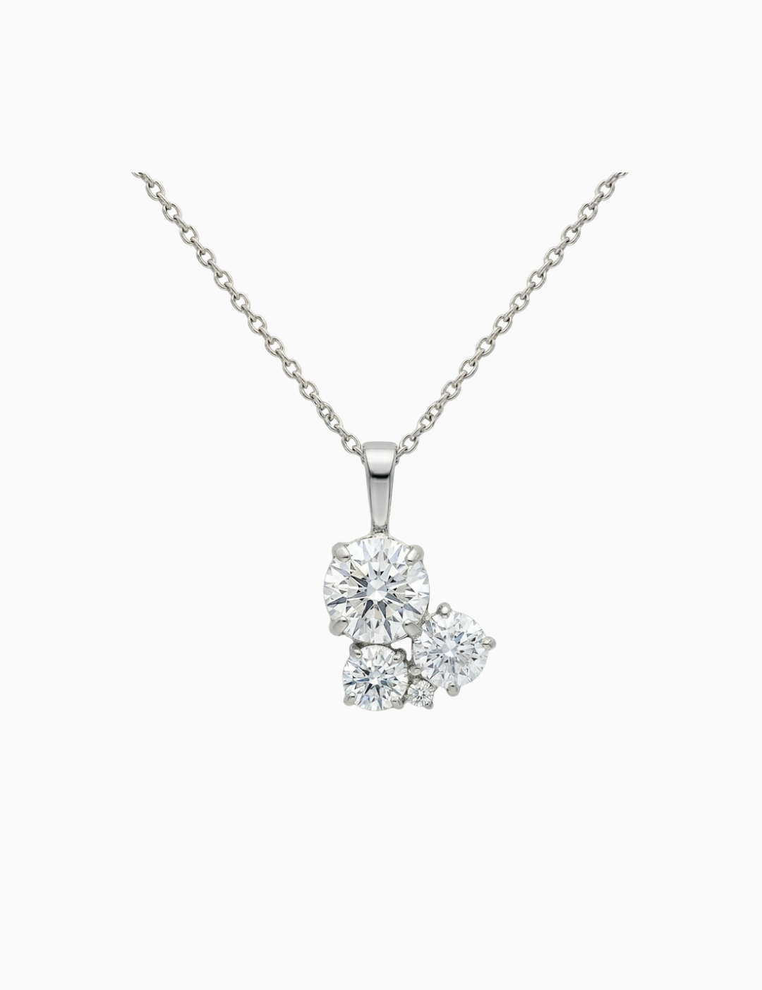 Diamond necklace on a white background