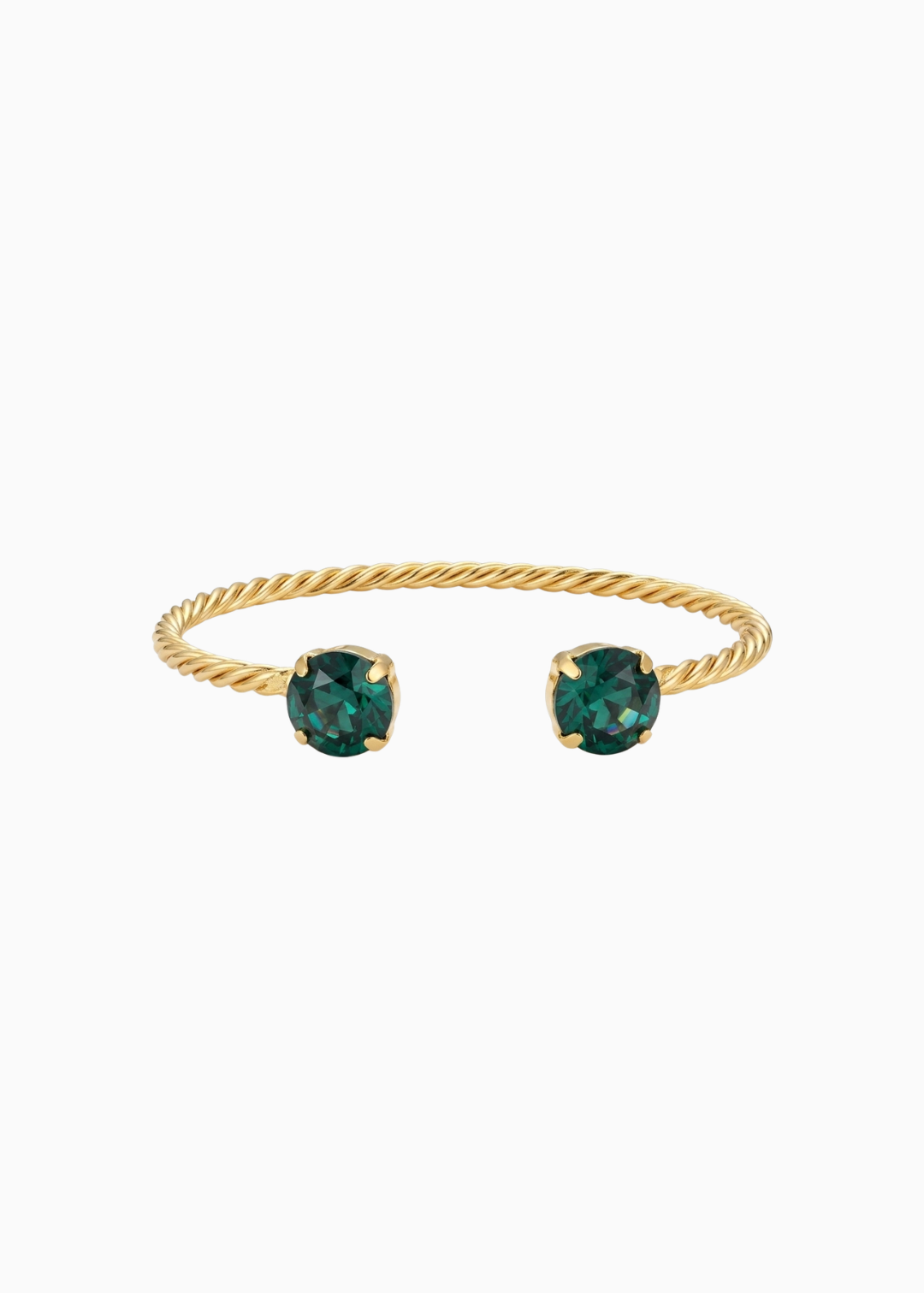 Emerald Green Bangle with Emerald Green Swarovski Crystals in Gold Plating