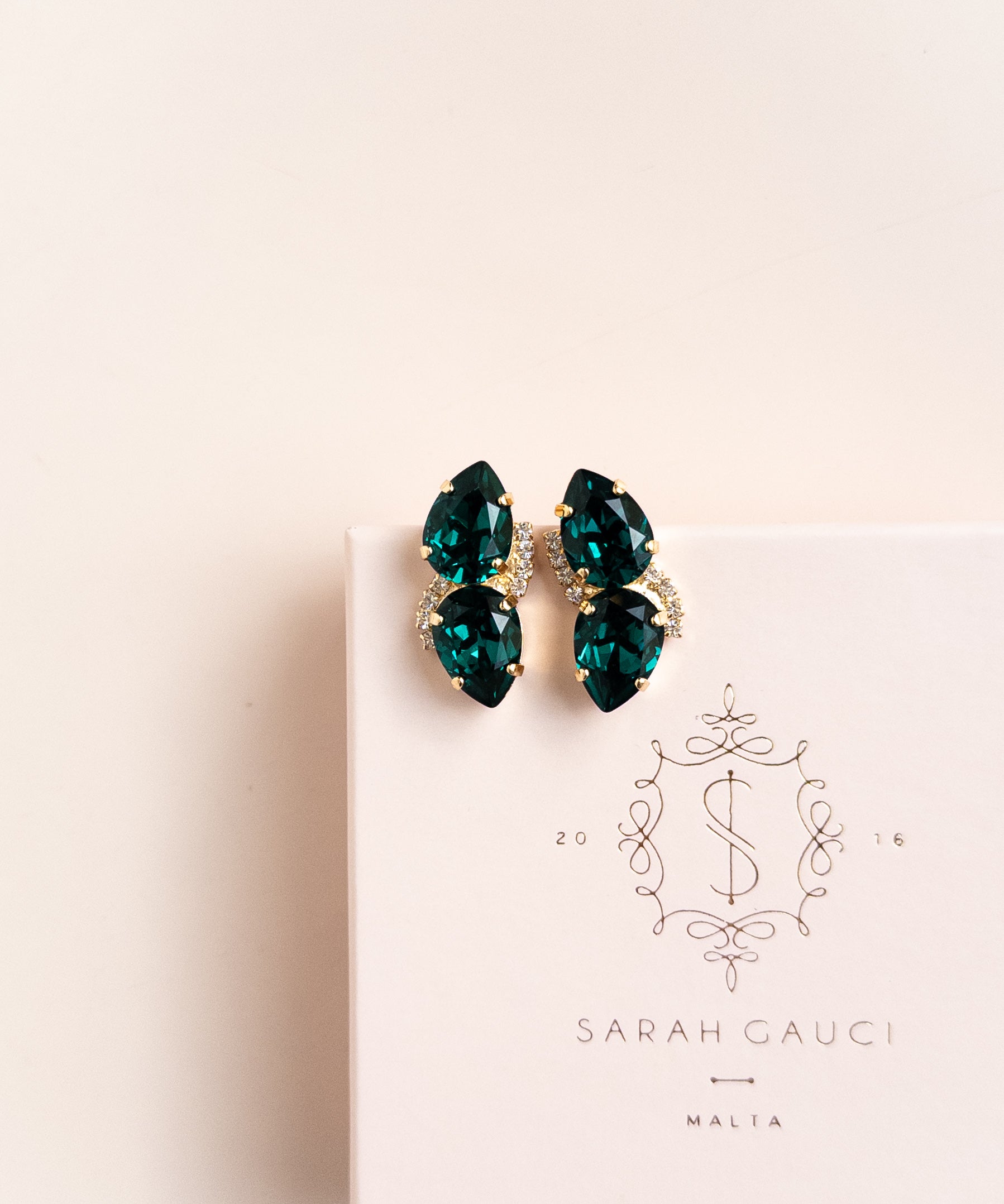 Emerald Crystal Stud Earrings for Women