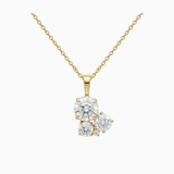 Gold necklace with a diamond pendant on a white background