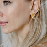 Gold Drop Crystal Stud Earrings Malta by Sarah Gauci