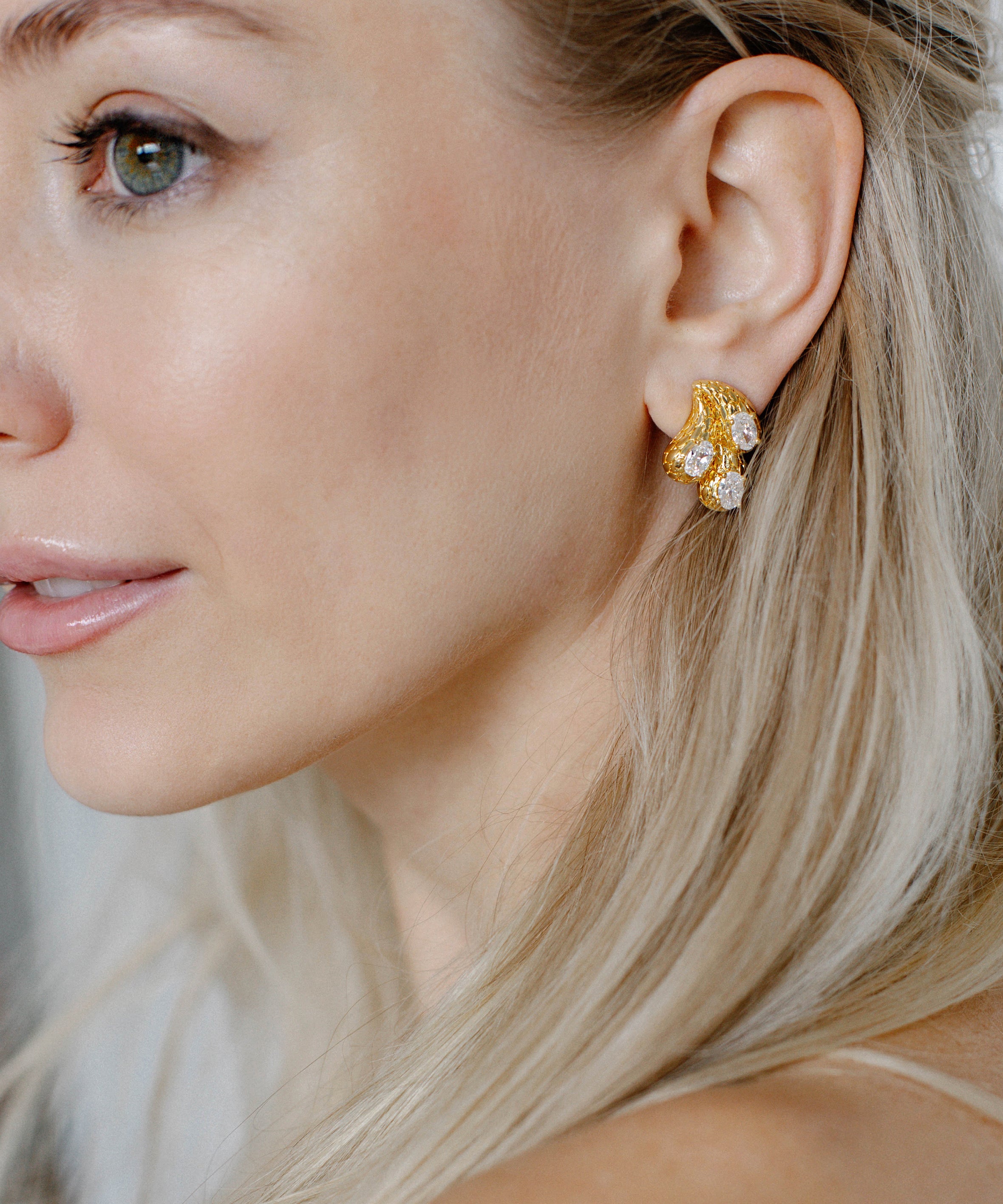Gold Drop Crystal Stud Earrings Malta by Sarah Gauci