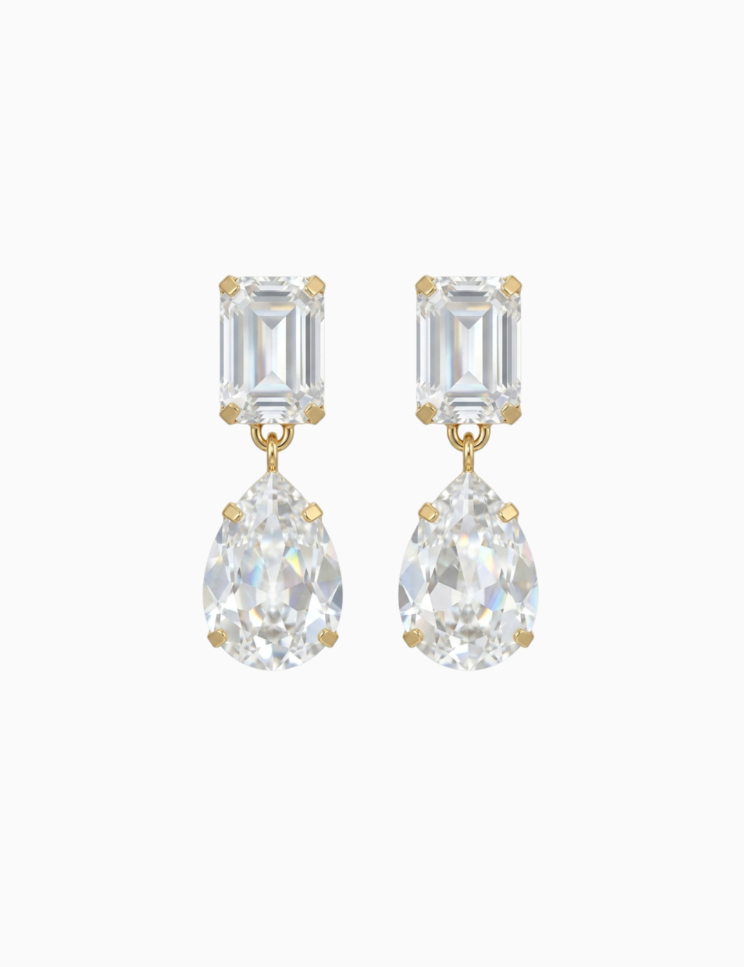 Luxury gold bridal earrings with sparkling Austrian crystals in a romantic floral design, perfect for brides and destination weddings.