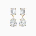 Luxury gold bridal earrings with sparkling Austrian crystals in a romantic floral design, perfect for brides and destination weddings.