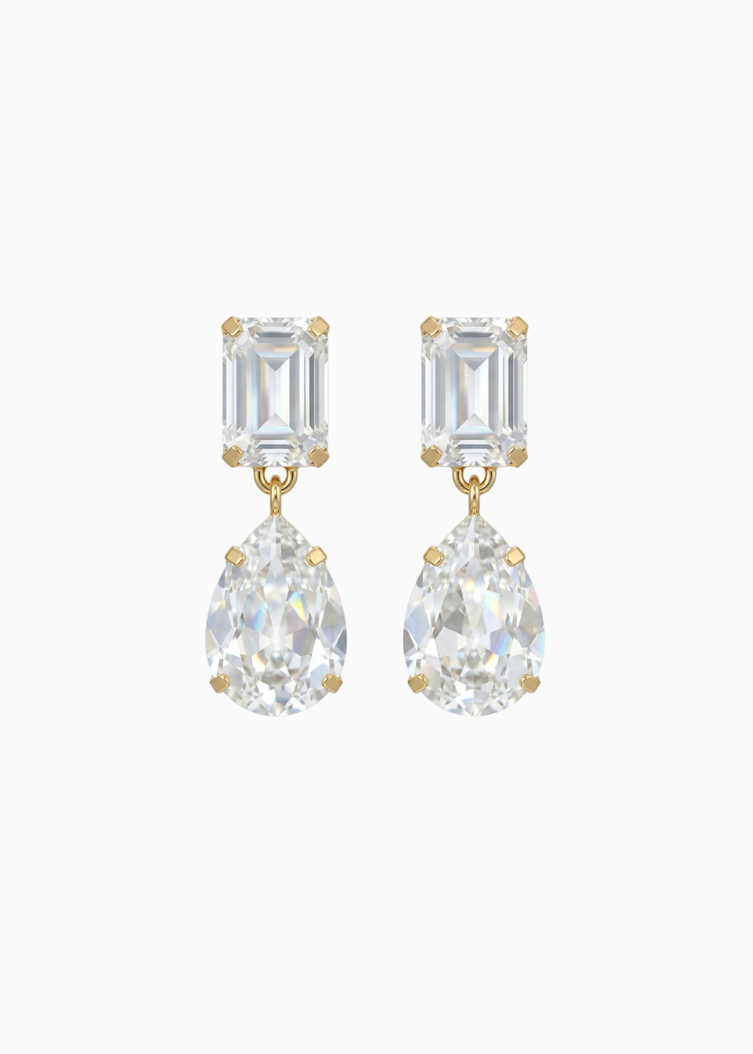 Luxury gold bridal earrings with sparkling Austrian crystals in a romantic floral design, perfect for brides and destination weddings.