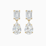 Luxury gold bridal earrings with sparkling Austrian crystals in a romantic floral design, perfect for brides and destination weddings.