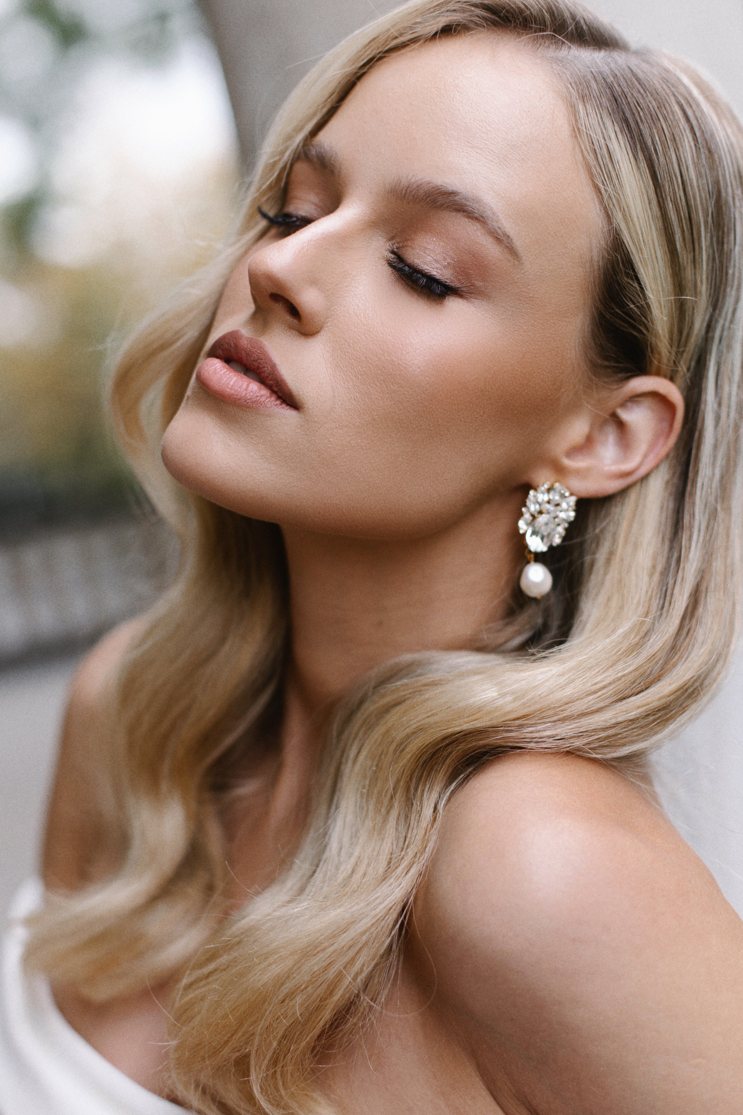 Pearl Drop Statement Crystal Earrings for Weddings Bride to Be Jewellery Sarah Gauci