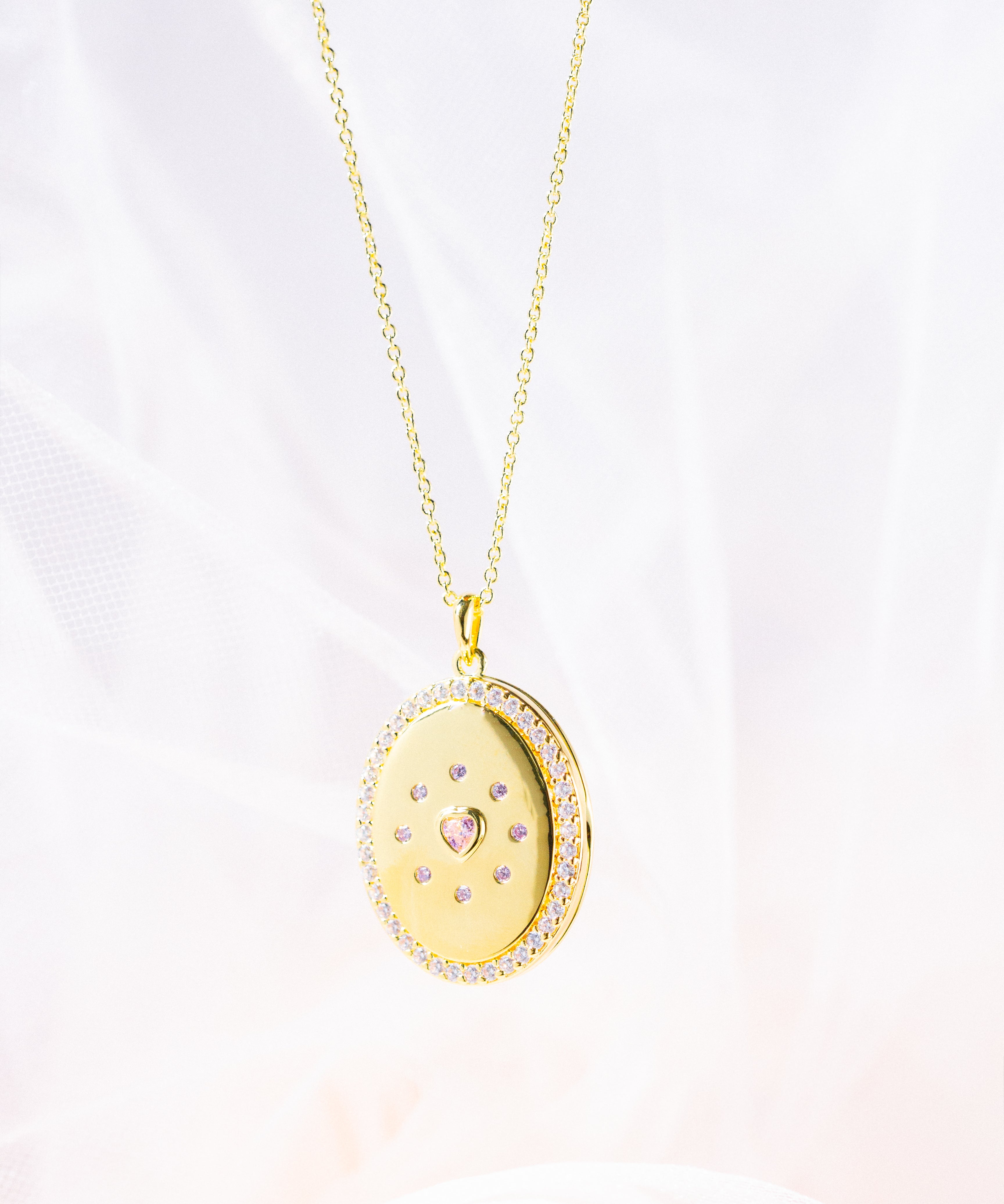 Gold Plated Locket Necklace Pink Heart Locket Necklace By Sarah Gauci