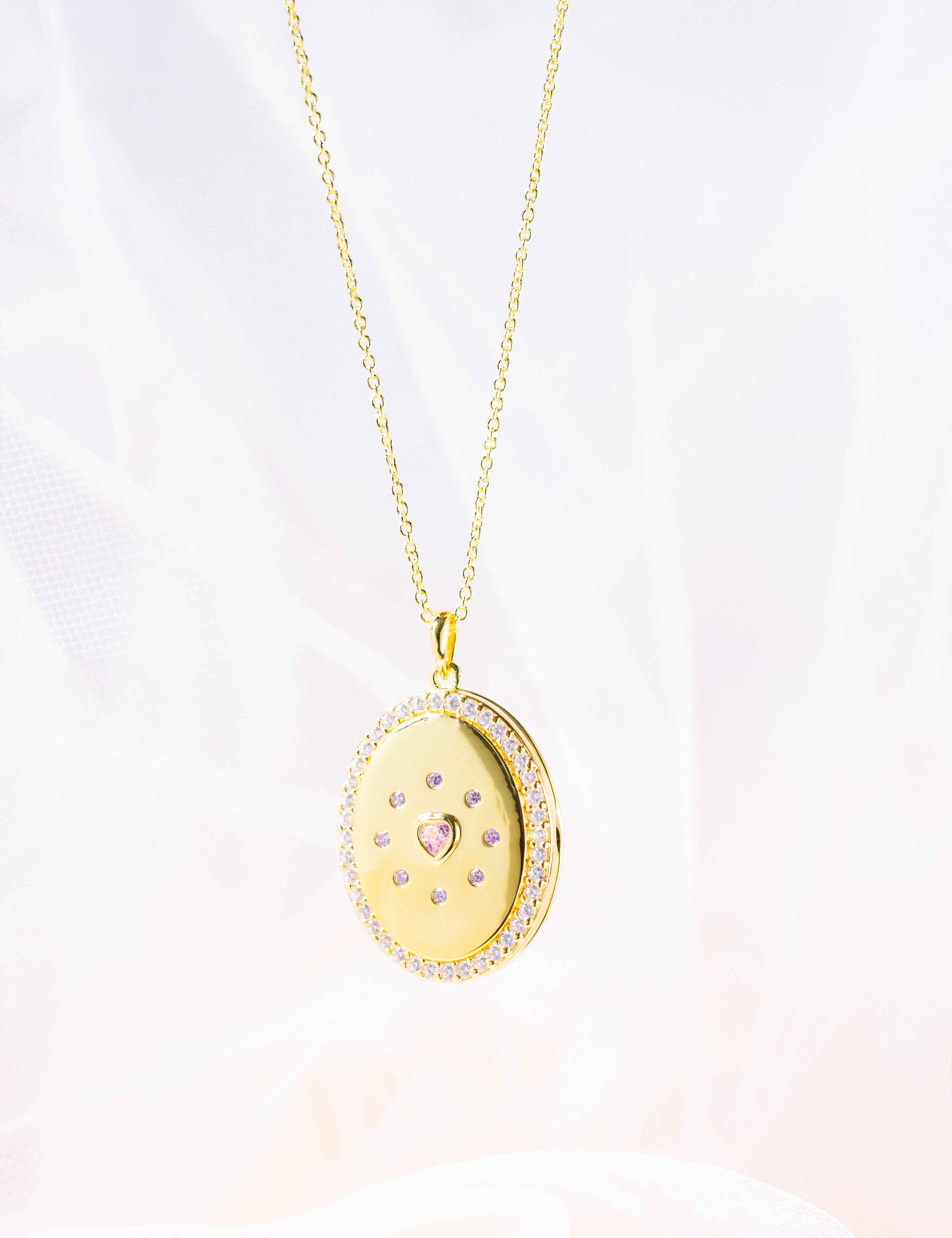 Gold Plated Locket Necklace Pink Heart Locket Necklace By Sarah Gauci