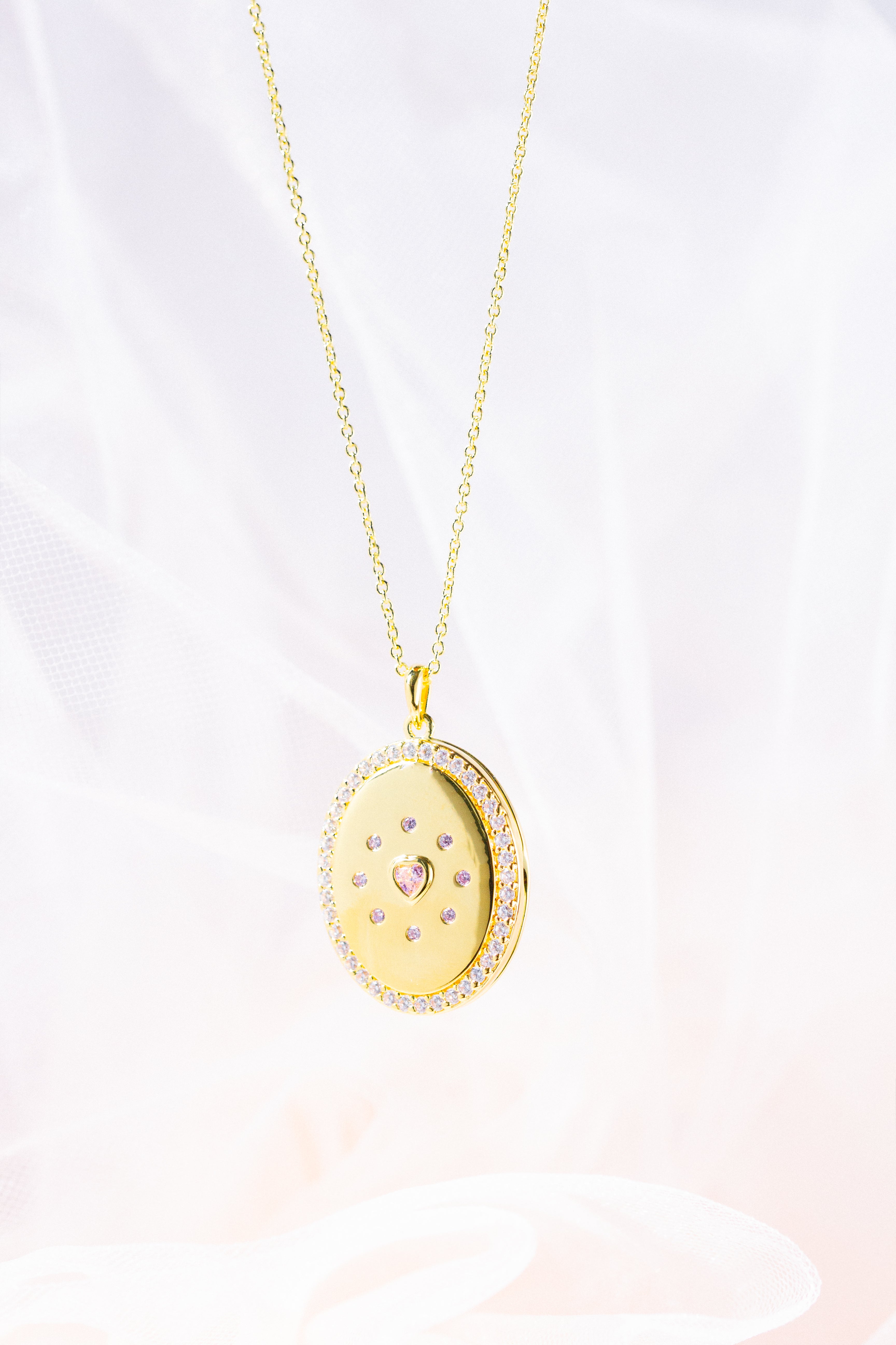 Gold Plated Locket Necklace Pink Heart Locket Necklace By Sarah Gauci