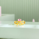 A bow Ring in Gold Plating by Sarah Gauci