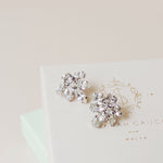 Bridal Leaf Crystal Stud Earrings by Sarah Gauci Jewelry Malta
