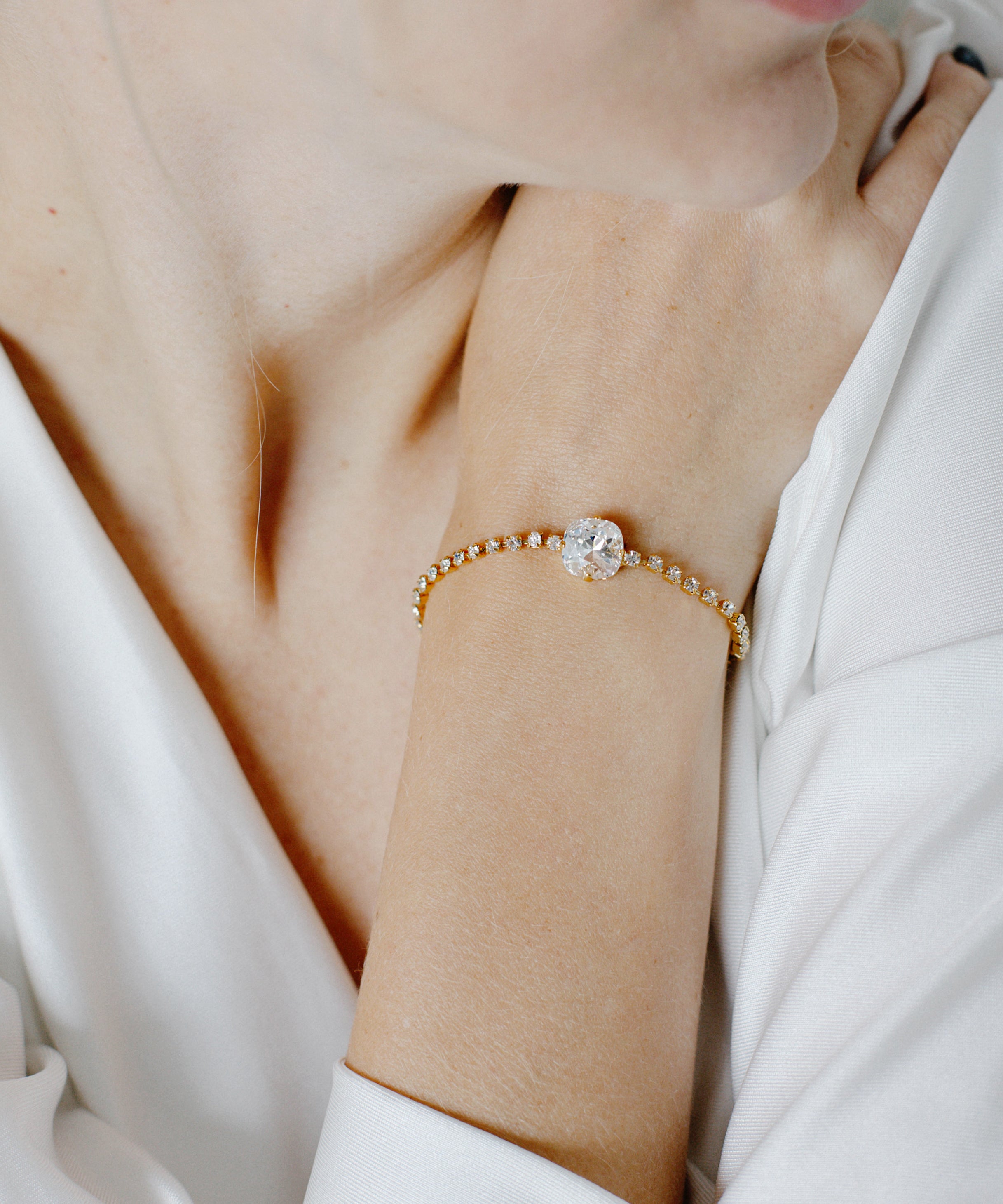 Tennis Gold Plated Crystal Bracelet 
