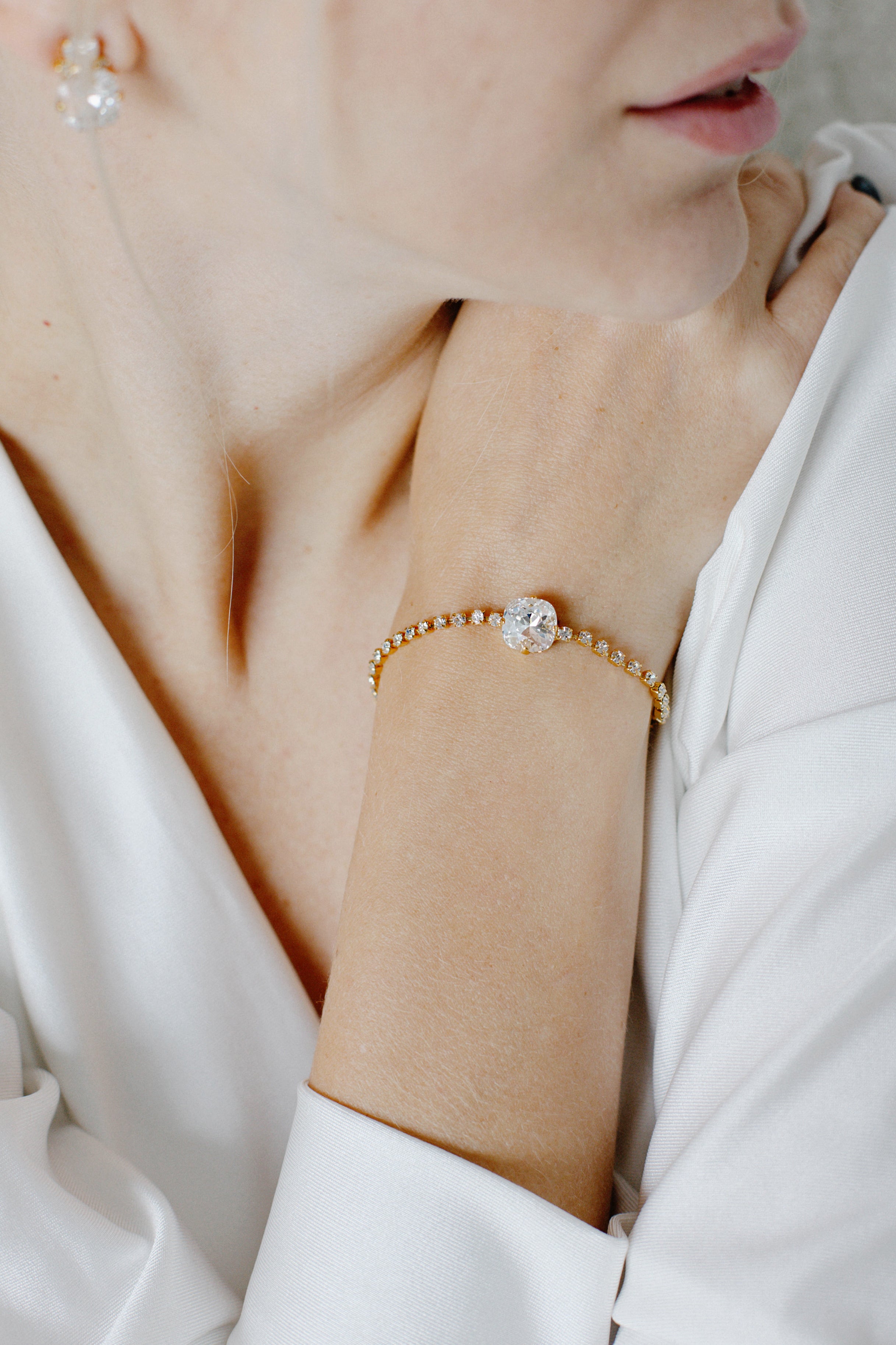 Tennis Gold Plated Crystal Bracelet 