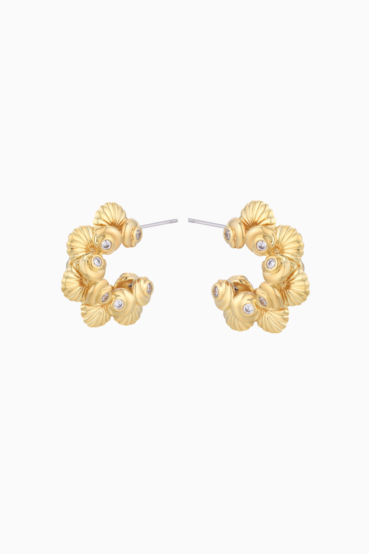 birth of venus earrings, shell hoop earrings, bridal statement earrings, mythology inspired jewelry, gold shell earrings, unique wedding jewelry, fine art inspired earrings