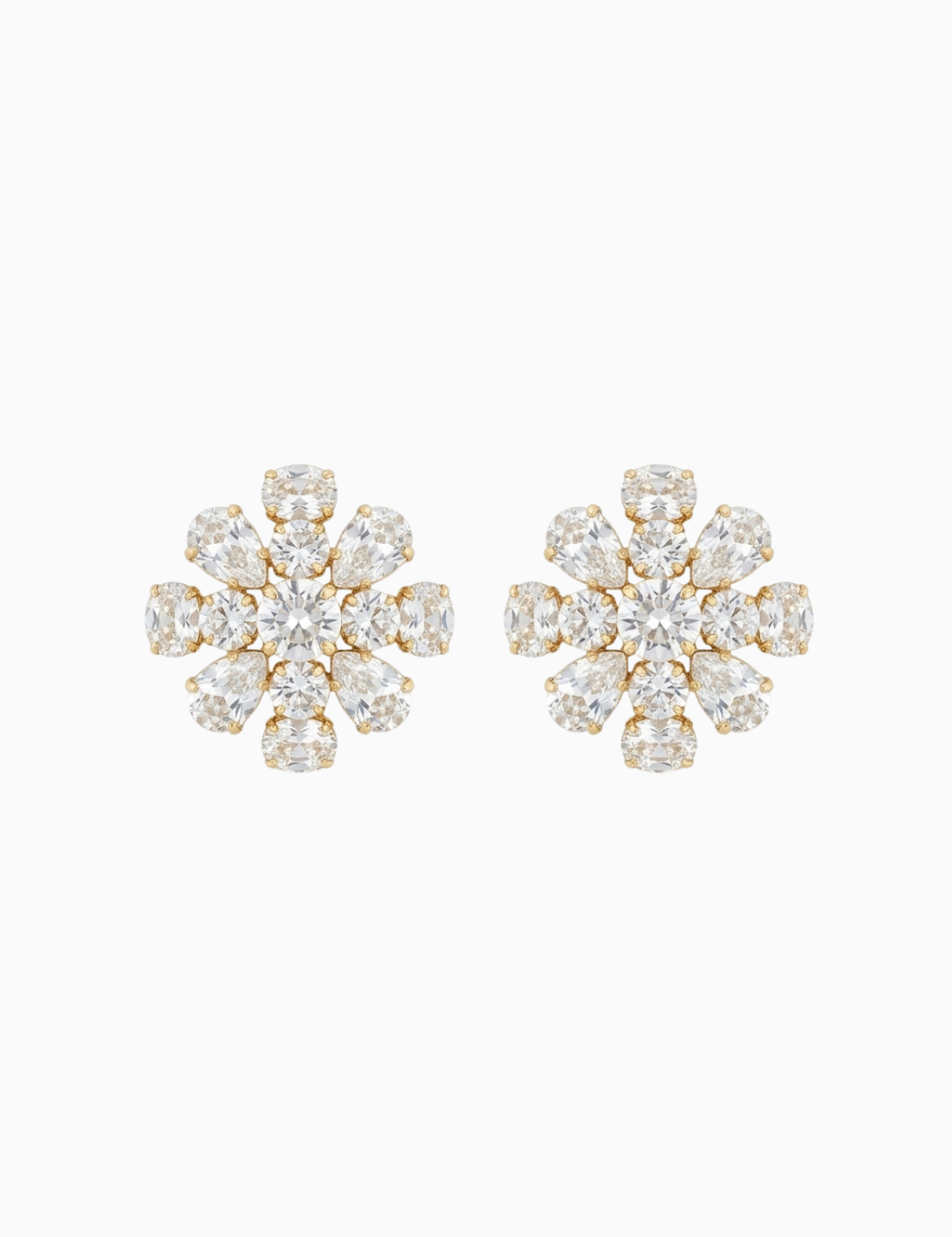 Pair of wedding earrings with clear stones on a white background