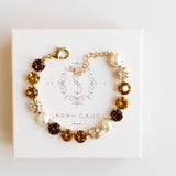 Gold Plated Crystal Bracelet with Brown and Amber Coloured Crystals by Sarah Gauci Malta