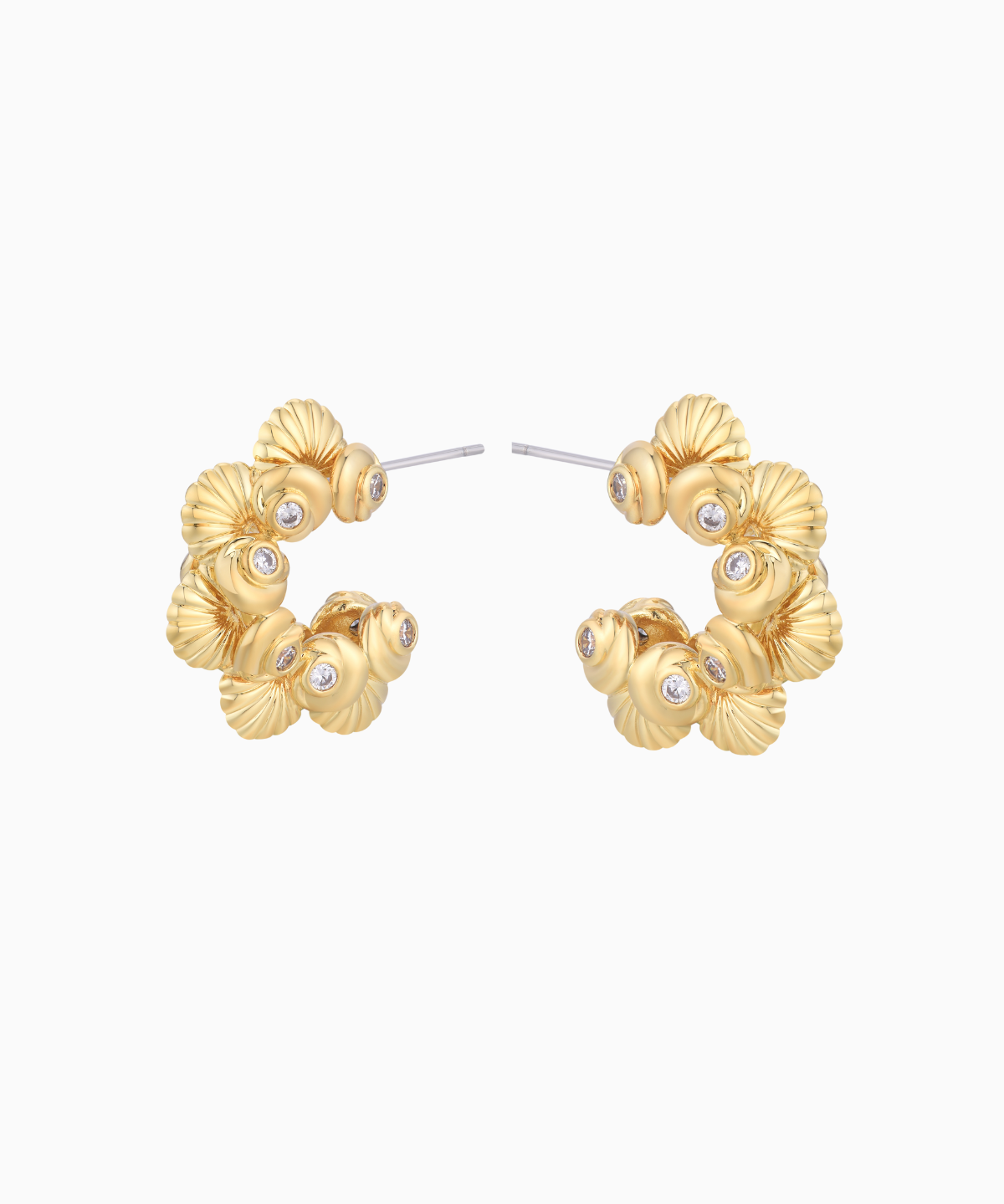 birth of venus earrings, shell hoop earrings, bridal statement earrings, mythology inspired jewelry, gold shell earrings, unique wedding jewelry, fine art inspired earrings