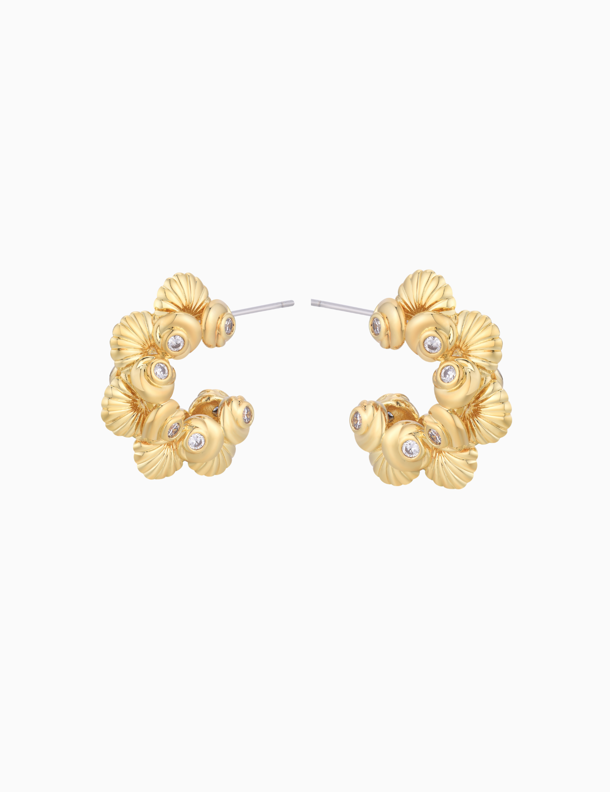 birth of venus earrings, shell hoop earrings, bridal statement earrings, mythology inspired jewelry, gold shell earrings, unique wedding jewelry, fine art inspired earrings
