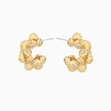 birth of venus earrings, shell hoop earrings, bridal statement earrings, mythology inspired jewelry, gold shell earrings, unique wedding jewelry, fine art inspired earrings